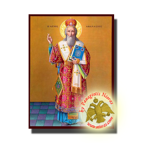 Saint Athanasios NeoClassical Orthodox Wooden Icon Full Body